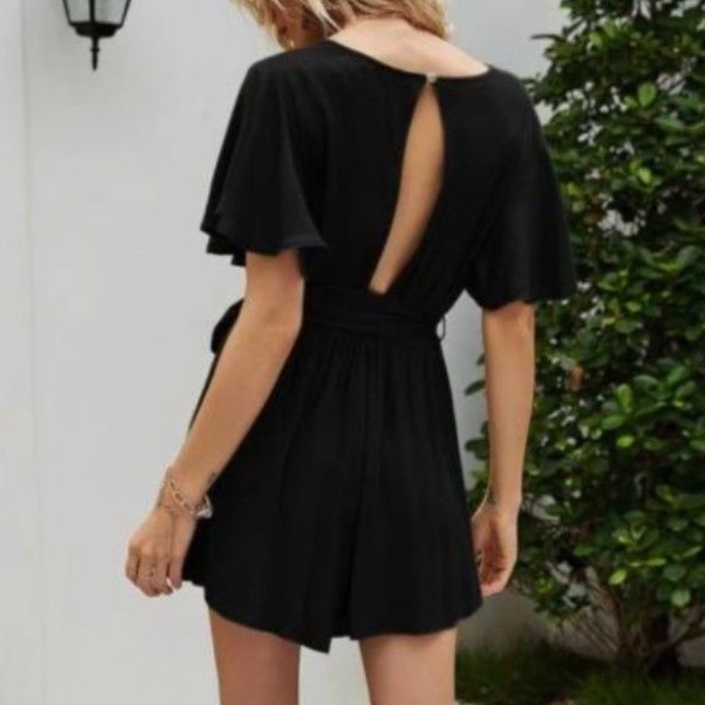 Zara black backless romper dress